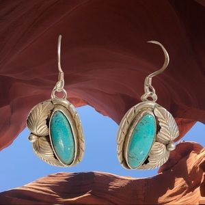 Navajo Richard Begay Turquoise Dangle Earrings